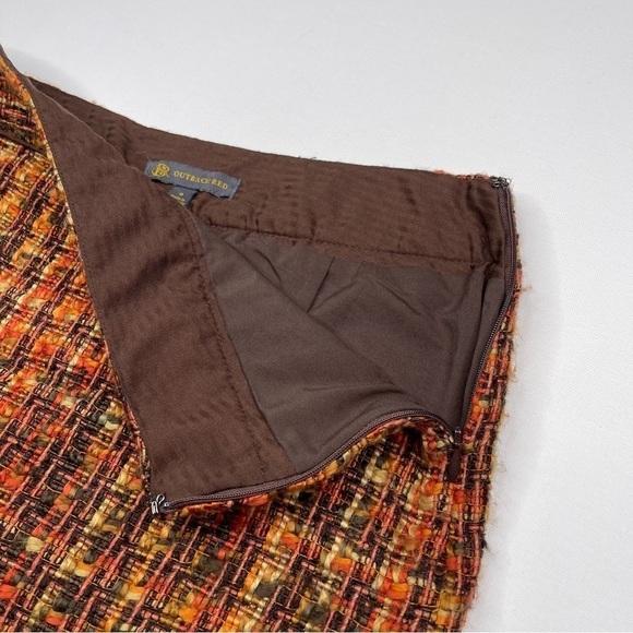 Outback Red Skirt Tweed Orange Plaid Schoolgirl Library Academia Fall Office - Picture 6 of 12